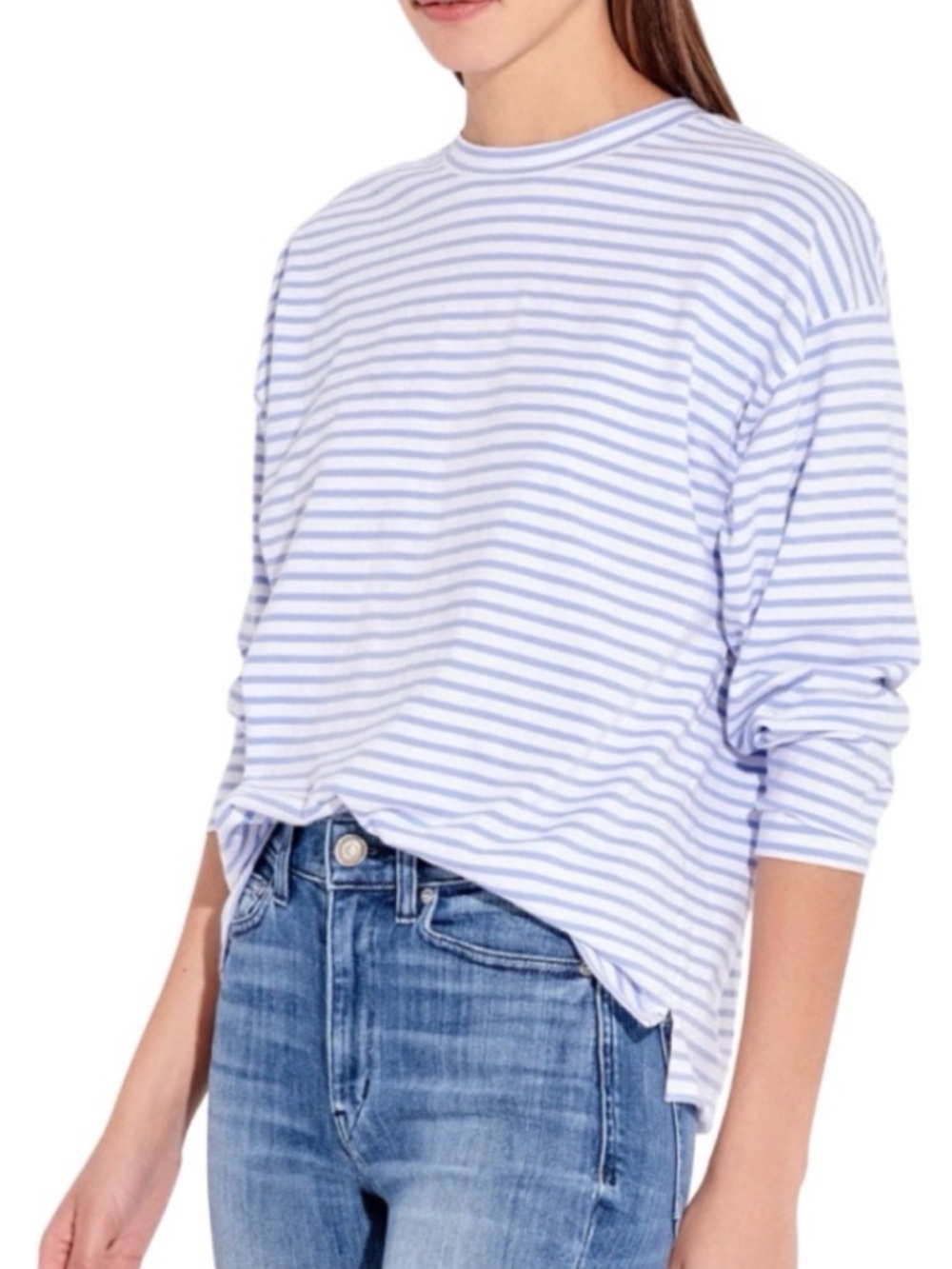 AYR The French Fry Shirt Striped Size Large Periwinkle Blue 100% Cotton - Picture 9 of 14
